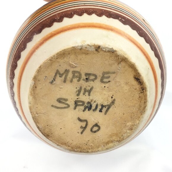 Vintage Boho Hand Painted Floral Salt Glaze Stoneware Decanter Vase Spain - Picture 5 of 5